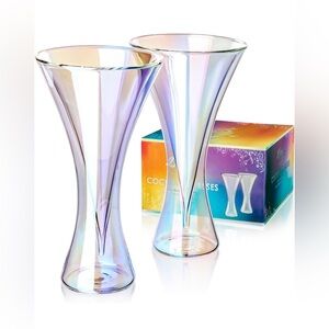 Dragon Glassware 8 oz Iridescent Double Wall Insulated Martini Glasses Set of 2